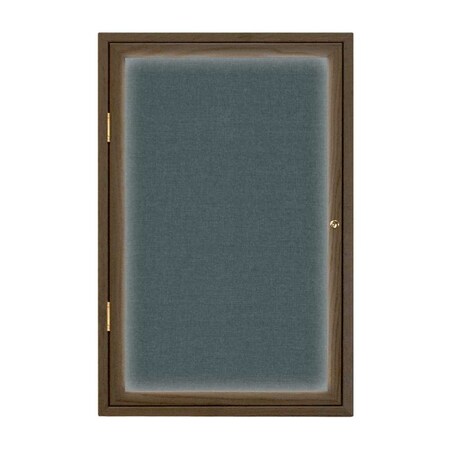 United Visual Products Triple Door Enclosed Radius EZ Tack Board, 72"x36", Header, Gold/Green UV7015EZ-GREEN-GOLD